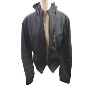 Nautica Black Hooded Softshell Jacket Zip-Up Ladies S